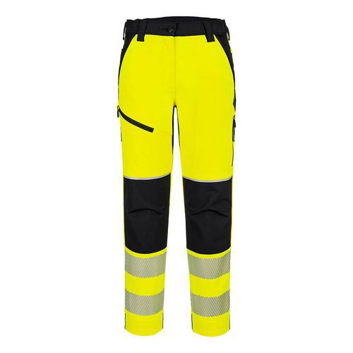 Dámské strečové kalhoty PW3 Hi-Vis, černá/žlutá, krátké, vel.L
