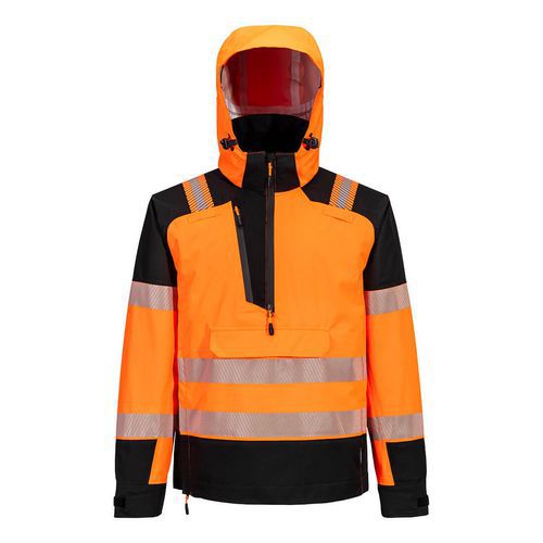 Bunda s vysokou viditelností přes hlavu do deště PW3 (3L), černá/oranžová, vel.4XL