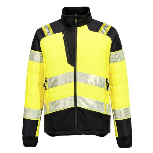 Hybridní prošívaná bunda PW3 s vysokou viditelností, černá/žlutá, vel.4XL