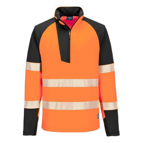 Mikina PW3 s 1/4 zipem s vysokou vditelností, černá/oranžová, vel.4XL
