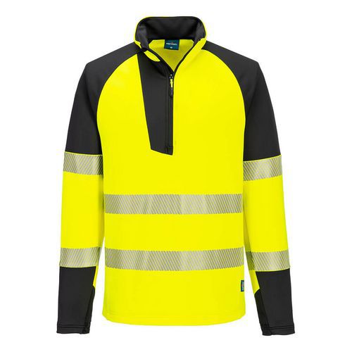 Mikina PW3 s 1/4 zipem s vysokou vditelností, černá/žlutá, vel.4XL