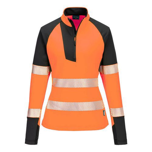 Dámská mikina PW3 se 1/4 zipem s vysokou viditelností, černá/oranžová, vel.L