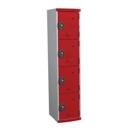 Montovaná šatní skříň Optimum, 4 boxy, šedá/červená