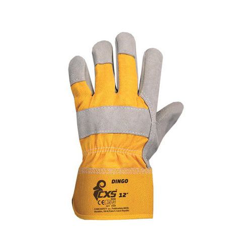 Kožené rukavice CXS, šedé/žluté, vel. 11, bal. 12 párů