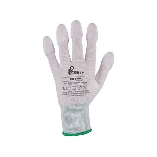 Rukavice SOLO, máčené v polyuretanu, bílé, vel. 08