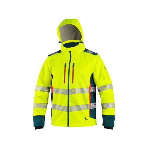 Bunda CXS BEDFORD, výstražná, pánská, softshell, žluto-petrolová, vel. S