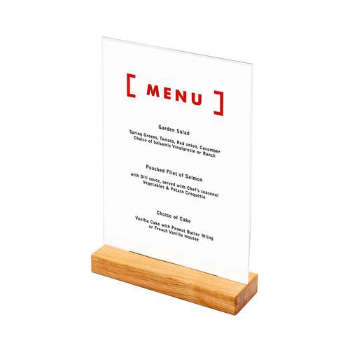 Dřevěný stojánek na menu typu T Portrét, A4