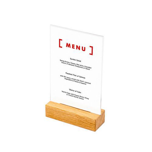 Dřevěný stojánek na menu typu T Portrét, A6