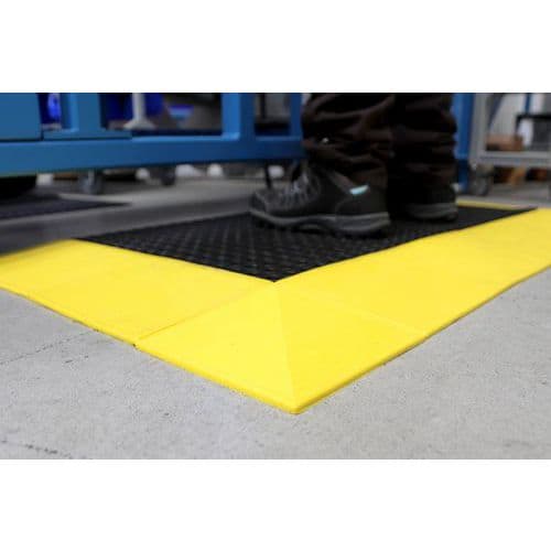 Protiúnavová průmyslová rohož Deck, roh, 4 ks, žlutá