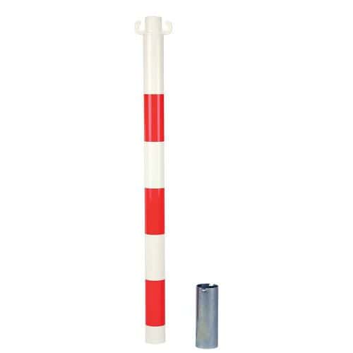 Kovový zahrazovací sloupek, výška 80 cm, červeno/bílý