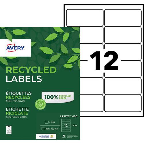 Samolepicí etikety Avery, recyklované, 99,1 x 42,3 mm