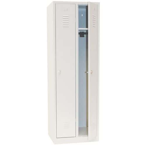 Montovaná šatní skříň Manutan Expert IS, 2 oddíly, otočný uzávěr, šedá/šedá