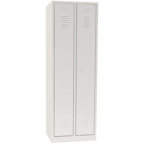 Svařovaná šatní skříň, 2 oddíly, šedá/šedá, otočný uzávěr - Manutan Expert DURO PROFI