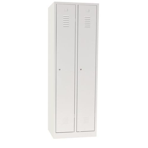 Svařovaná šatní skříň, 2 oddíly, šedá/šedá, cylindrický zámek - Manutan Expert DURO PROFI