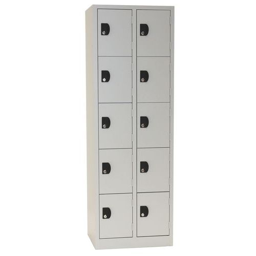 Svařovaná šatní skříň Manutan Expert Thierry, 10 oddílů, cylindrický zámek, šedá/šedá