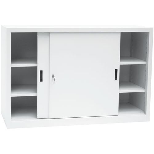 Kovová dílenská skříň Manutan Expert, 100 x 150 x 45 cm, šedá/šedá