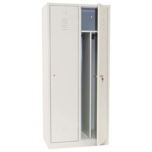 Svařovaná šatní skříň s mezistěnou, 2 oddíly, šedá/šedá, cylindrický zámek -  Manutan Expert DURO PROFI