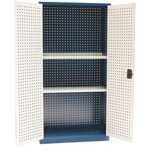 Kovová dílenská skříň Manutan Expert, 195 x 100 x 45 cm, modrá/šedá