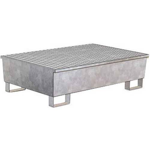 Ocelová záchytná vana Manutan Expert, pro 2 sudy, kapacita 220 l, pozink