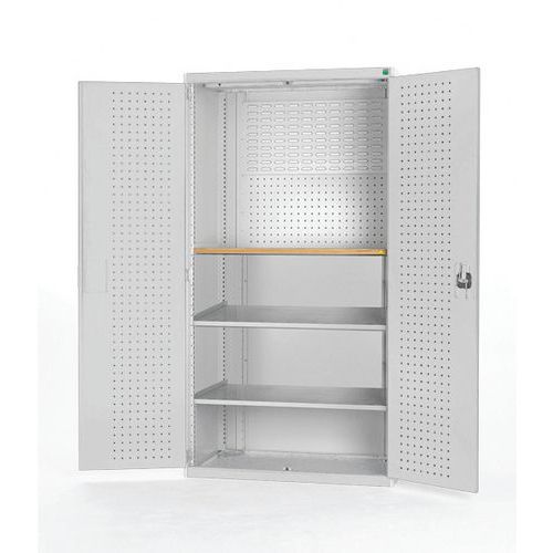 Dílenská skříň se zásuvkami Bott Cubio, multiplex, 200 x 130 x 65 cm, 2 police, šedá-šedá