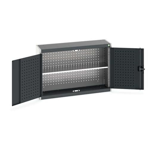 Závěsná skříňka Bott Cubio s perfopanely, 1 police, 70 x 105 x 32,5 cm, šedá-antracit