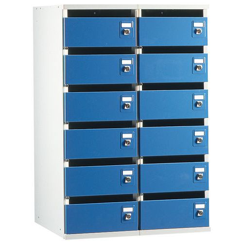 Poštovní skříň, 12 boxů, modrá/šedá
