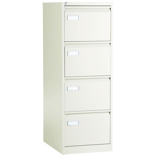 Jednořadá kovová kartotéka Manutan Expert,  4 zásuvky, béžová, uzamykatelná