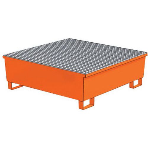 Ocelová záchytná vana Manutan Expert, pro 4 sudy, kapacita 440 l, lakovaná