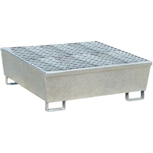 Ocelová záchytná vana Manutan Expert, pro 4 sudy, kapacita 440 l, pozink