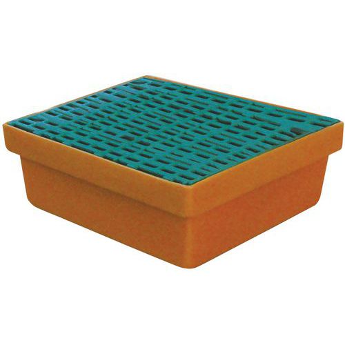 Plastová záchytná vana s roštem, 410 x 430 mm, kapacita 10 l - Manutan Expert