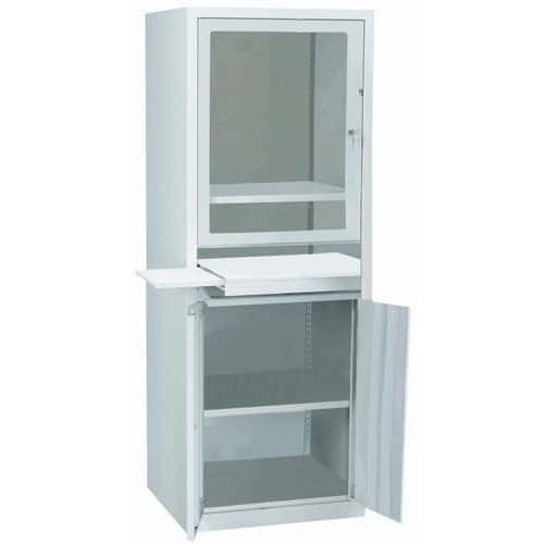 Dílenská skříň pro PC Sofame, 170 x 66 x 55 cm, šedá