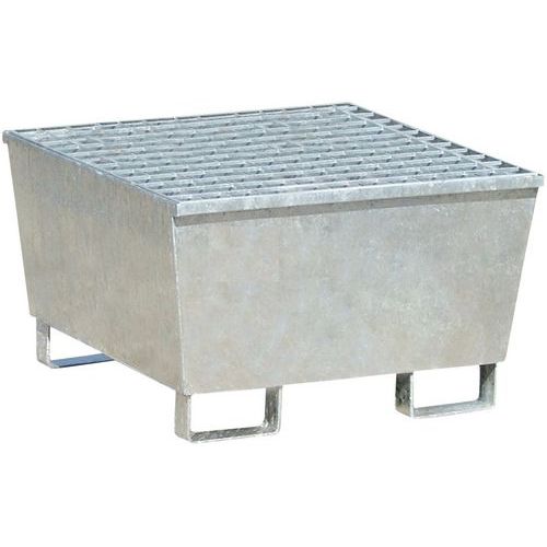 Ocelová záchytná vana Manutan Expert, pro 1 sud, kapacita 220 l, pozink