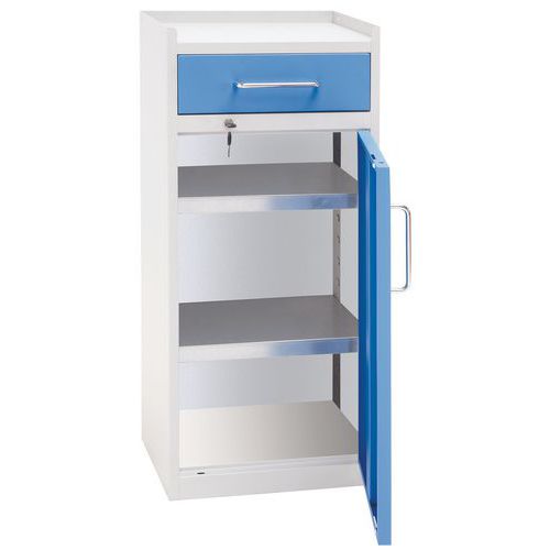 Dílenská skříň na nářadí Manutan Expert, 98 x 43 x 34 cm, šedá/modrá