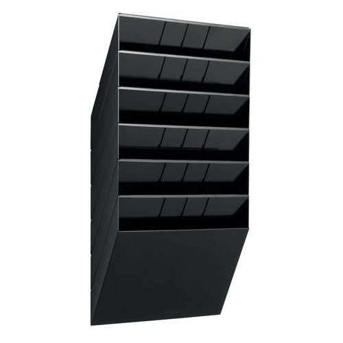 Nástěnný stojan na brožury Flexibox, výška 62 cm, šířka 34,8 cm, černý