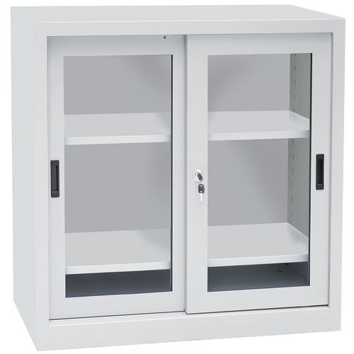 Kovová dílenská skříň Manutan Expert, 100 x 100 x 45 cm, šedá/šedá