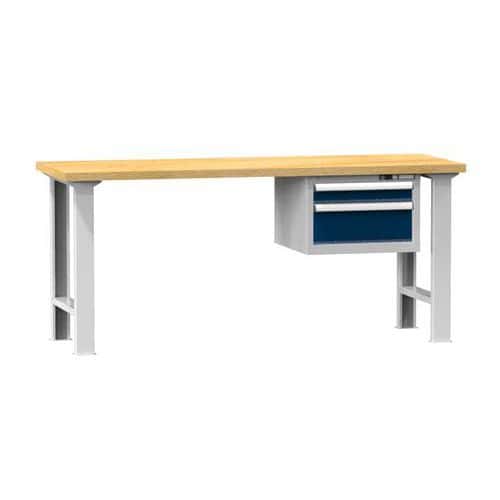 Dílenský stůl KOMBI BB4725, 2500 x 700 x 880 mm, BUK, šedá-tmavě modrá