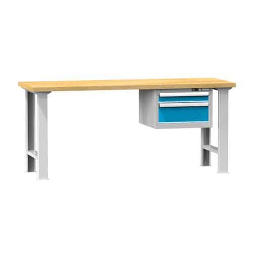 Dílenský stůl KOMBI BB4725, 2500 x 700 x 880 mm, BUK, šedá-modrá