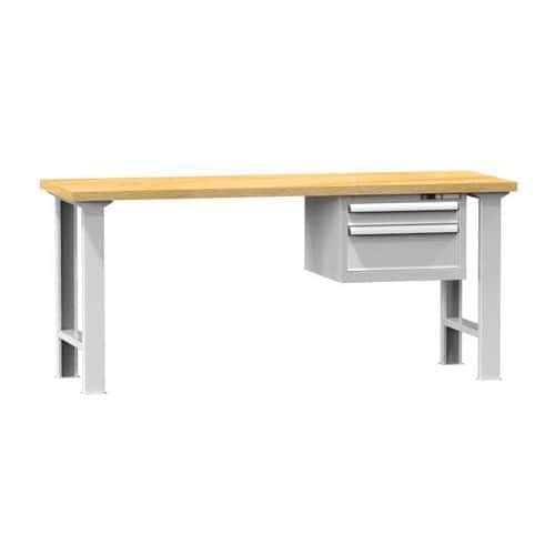 Dílenský stůl KOMBI BB4725, 2500 x 700 x 880 mm, BUK, šedá-šedá