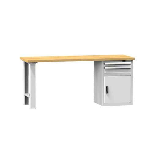 Dílenský stůl KOMBI DB4825, 2500 x 800 x 880 mm, BUK, šedá-šedá