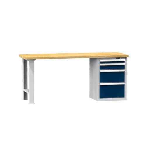 Dílenský stůl KOMBI FB4825, 2500 x 800 x 880 mm, BUK, šedá-tmavě modrá