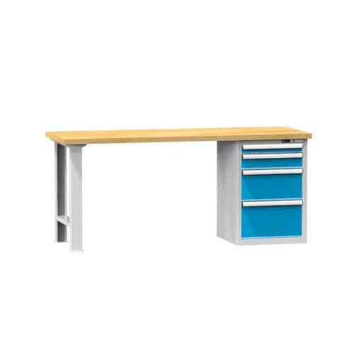 Dílenský stůl KOMBI FB4825, 2500 x 800 x 880 mm, BUK, šedá-modrá