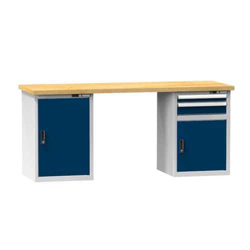 Dílenský stůl KOMBI KB5820, 2000 x 800 x 890 mm, BUK, šedá-tmavě modrá