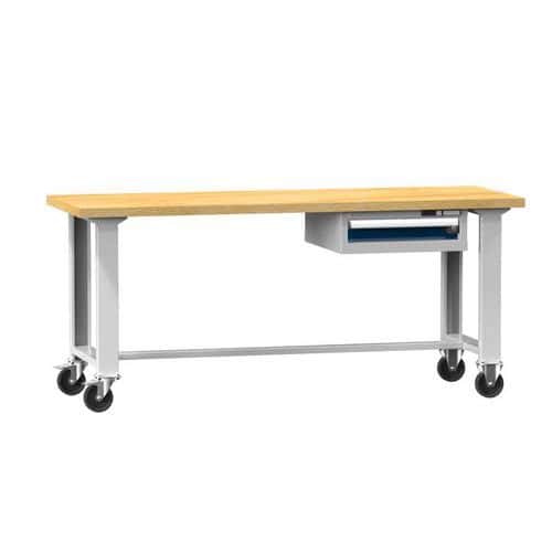 Mobilní dílenský stůl MPS2-715, 1500 x 700 x 880 mm, BUK, šedá-tmavě modrá