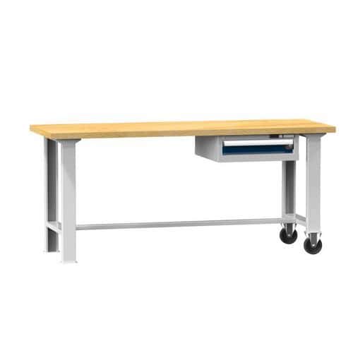 Mobilní dílenský stůl MPS5-815, 1500 x 800 x 880 mm, BUK, šedá-tmavě modrá