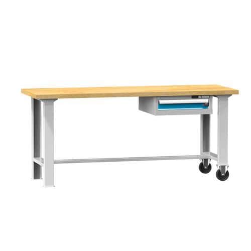 Mobilní dílenský stůl MPS5-820, 2000 x 800 x 880 mm, BUK, šedá-modrá