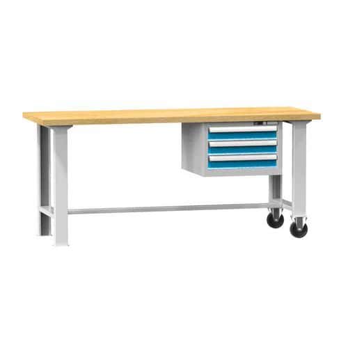 Mobilní dílenský stůl MPS6-720, 2000 x 700 x 880 mm, BUK, šedá-modrá