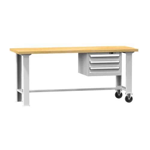 Mobilní dílenský stůl MPS6-815, 1500 x 800 x 880 mm, BUK, šedá-šedá