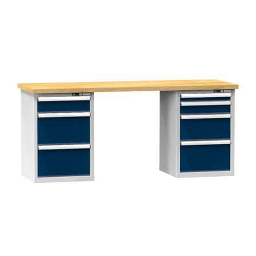 Dílenský stůl KOMBI NB5815, 1500 x 800 x 890 mm, BUK, šedá-tmavě modrá