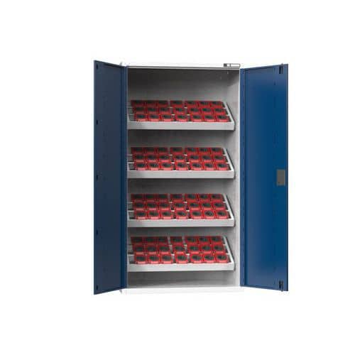 NC skříň s křídlovými dveřmi 54x27D s vybavením, var. 5, šedá-tmavě modrá