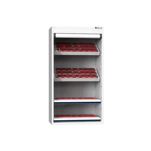 NC skříň s roletou 54x27D s vybavením, var. 9, šedá-tmavě modrá